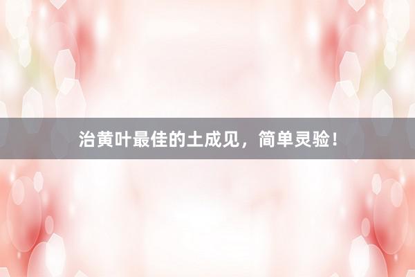 治黄叶最佳的土成见，简单灵验！